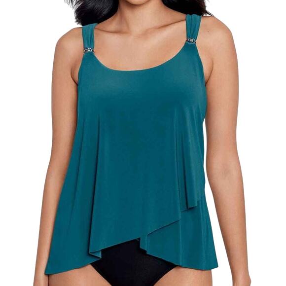 Miraclesuit NWOT Plus Size Razzle Dazzle Underwire Tankini Top Nova Size 12 - Picture 1 of 8
